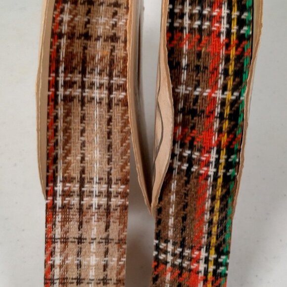 Vintage 1970s Ribbon Spool Pair Scotty Plaid Weather Proof Decorator Woven 1 3/8 - Picture 16 of 16